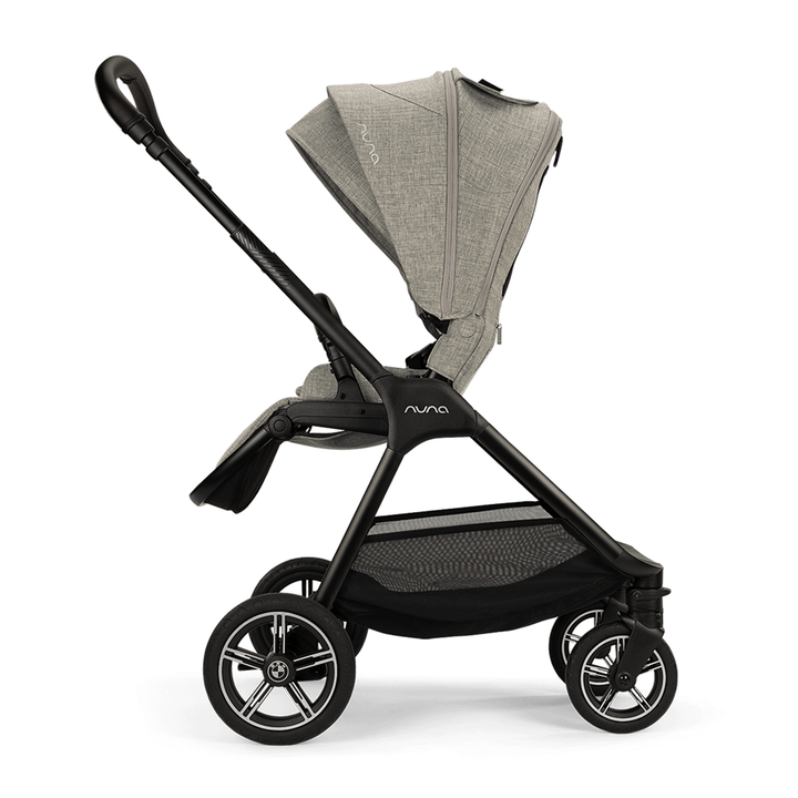 Nuna stroller with a gray canopy on a white background