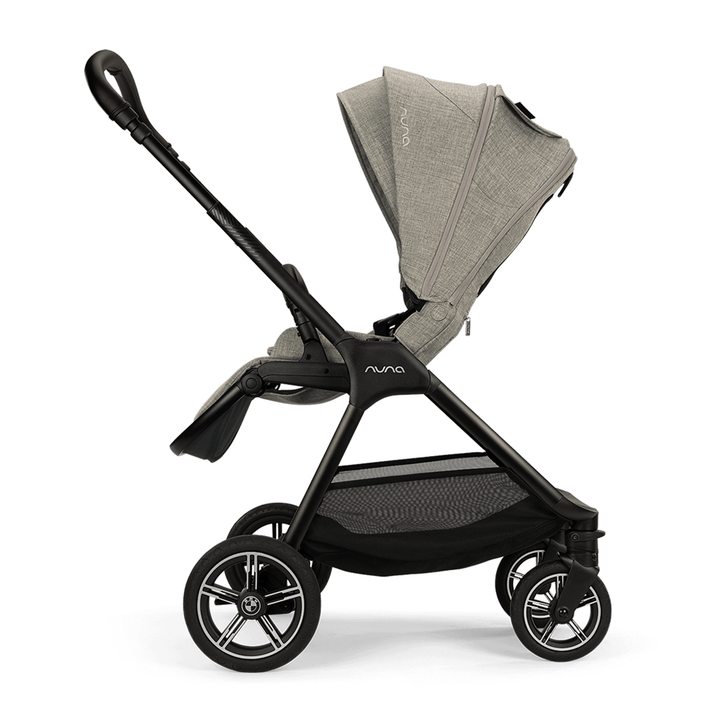 Nuna stroller with a gray canopy on a white background