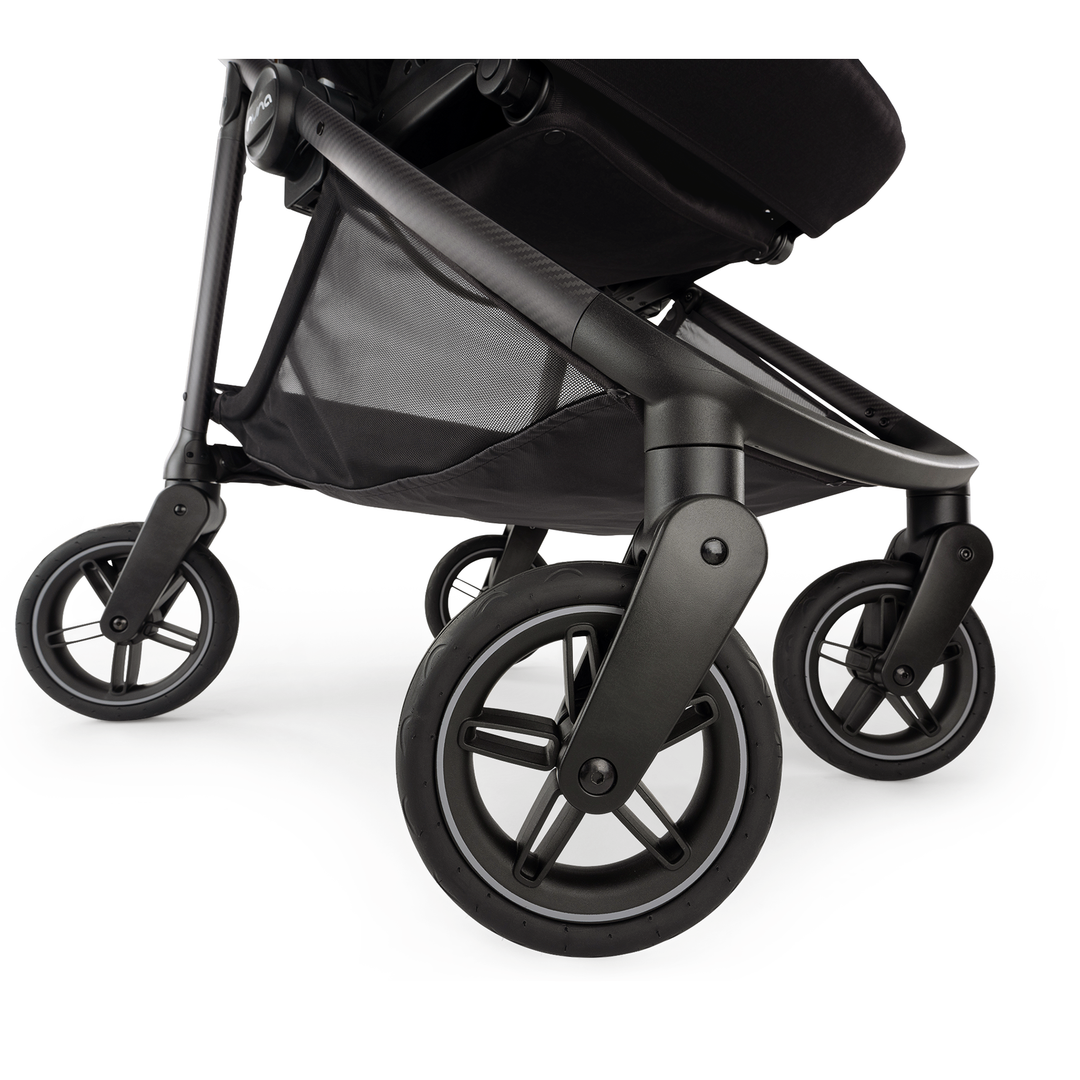 Black stroller on a white background