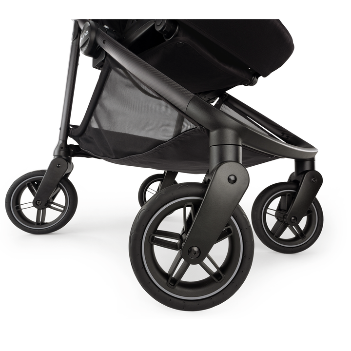 Black stroller on a white background