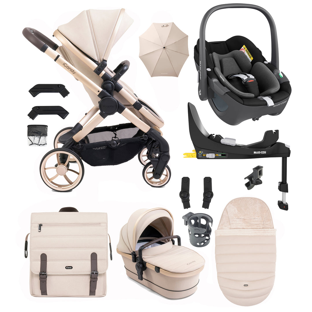 iCandy Peach 7 Pushchair and Carrycot Complete with Maxi Cosi Pebble 360 Pro and Base