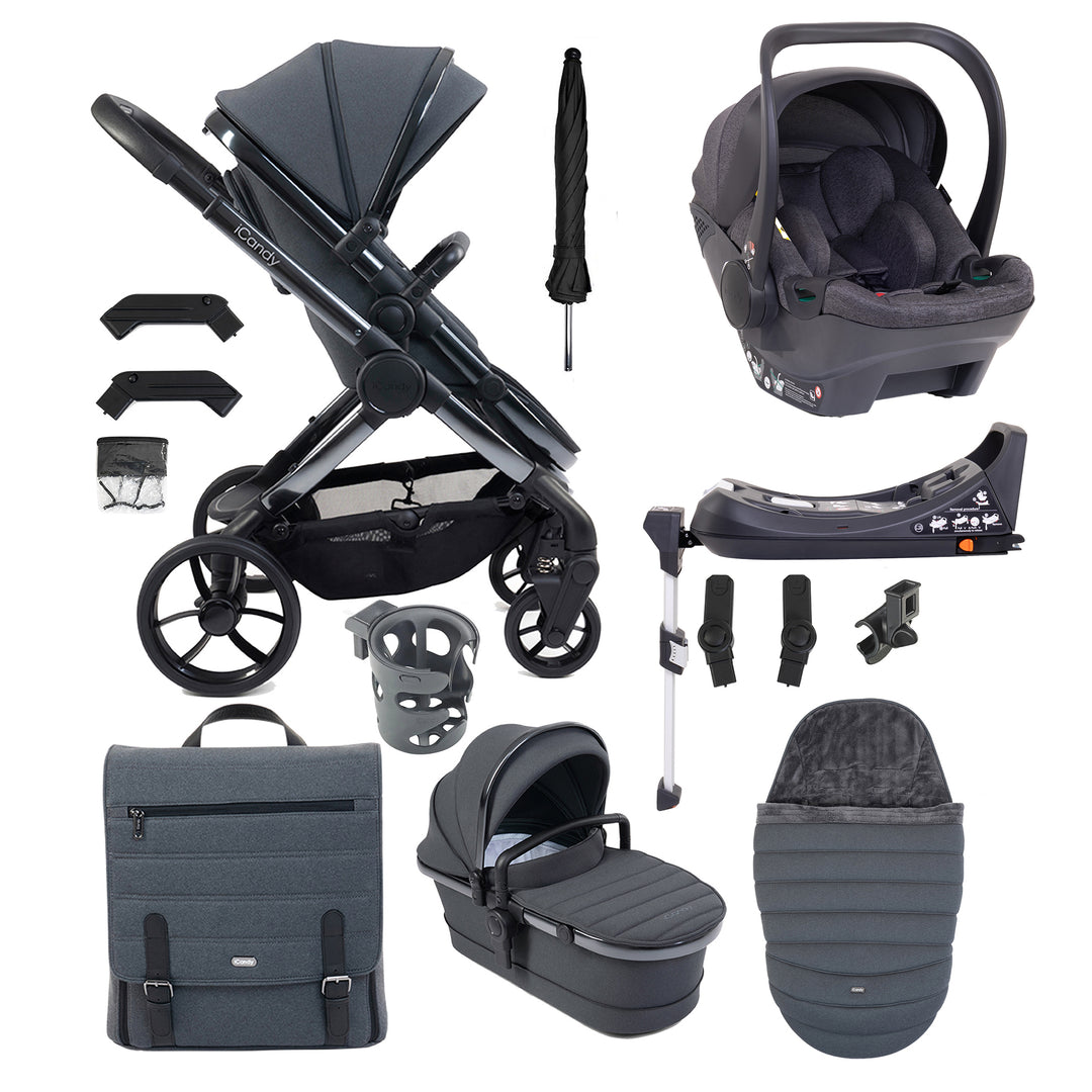 Collection of Graco baby products including stroller, car seat, and accessories on a white background