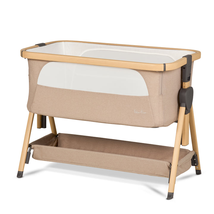 Silver Cross Lunar Bedside Crib - Oatmeal