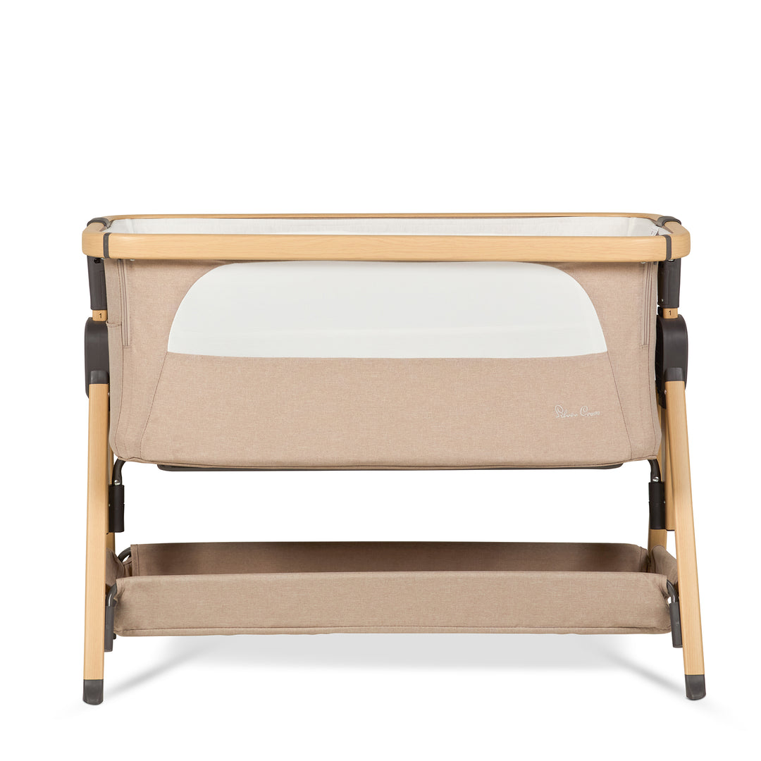 Silver Cross Lunar Bedside Crib - Oatmeal