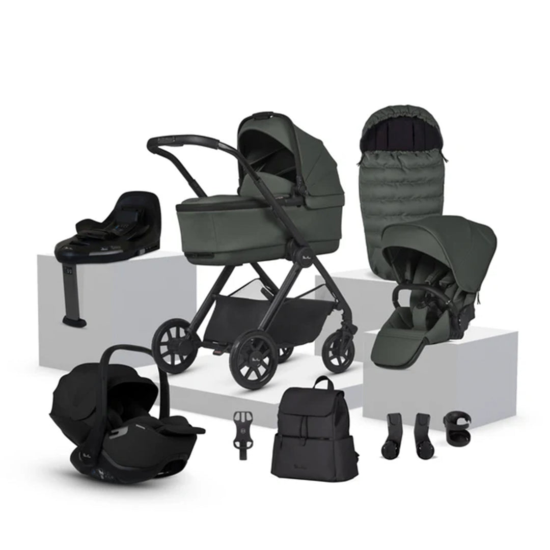 Collection of baby stroller and car seat accessories on a white background
