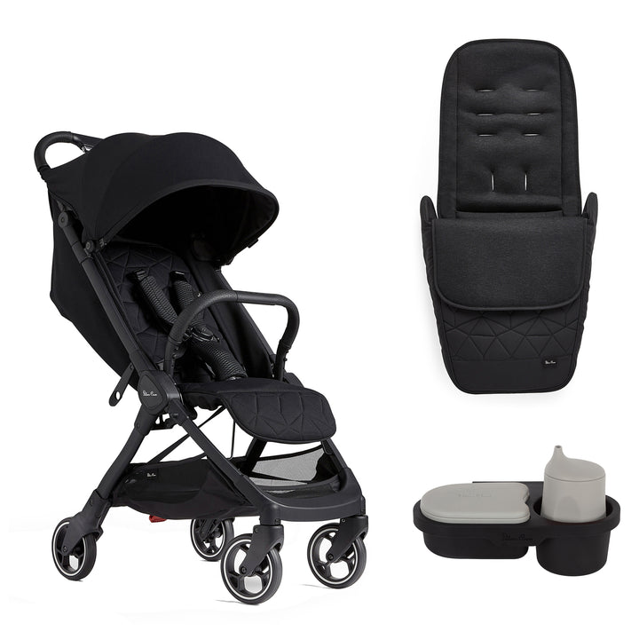 Sliver Cross Clic Footmuff & Snack Tray Bundle