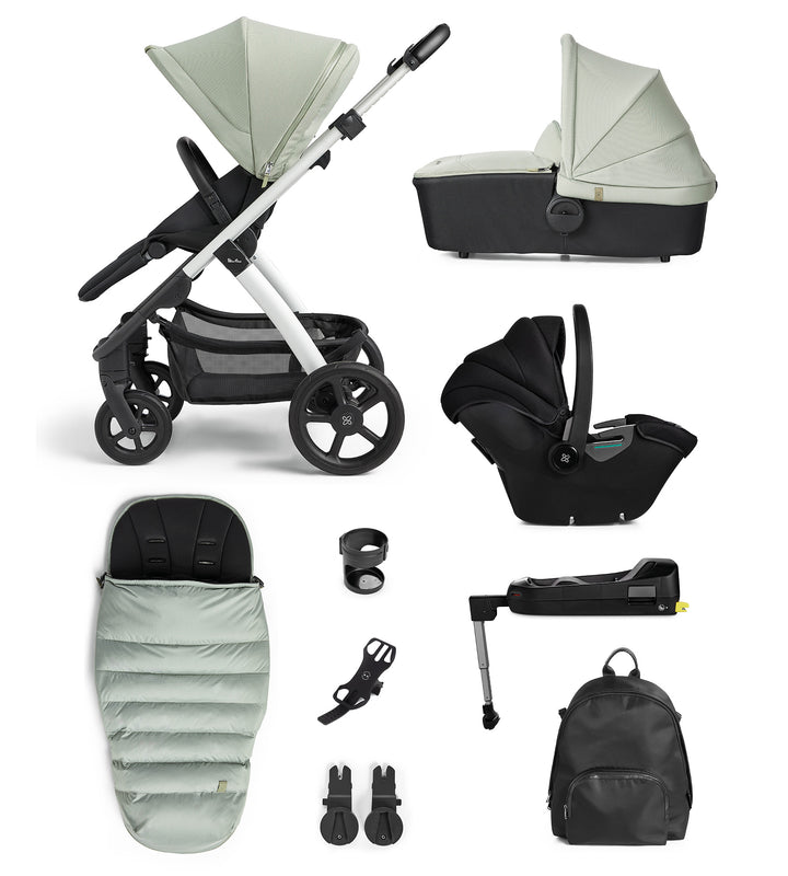 Silver Cross Tide and Accessories Bundle with Dream Car Seat and Base - Black Chassis