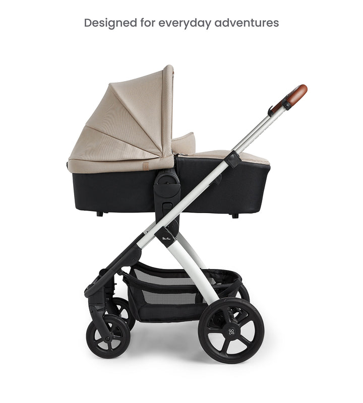 Silver Cross Tide 3 in 1 Pram - Stone - Silver Chassis