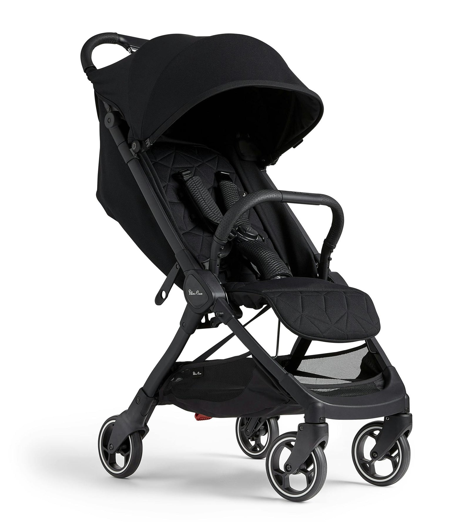 A compact and lightweight Silver Cross Clic stroller in black color, designed for everyday use and suitable for newborns to toddlers.
