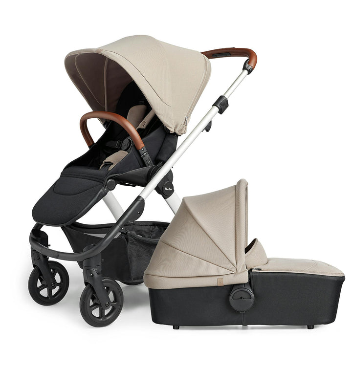 Silver Cross Tide 3 in 1 Pram - Stone - Silver Chassis